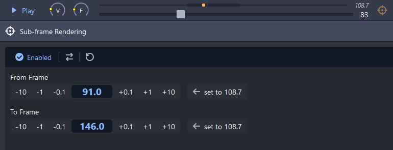 Sub-frame rendering editor in CarveToy